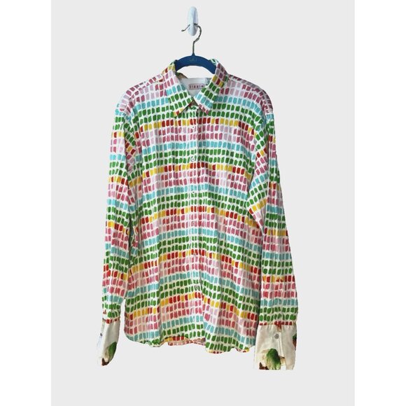 Dizzy Lizzy Tizzie XXL Top Rainbow Ice Cream Novelty Art Contrast Cuff Fit Shirt - Picture 1 of 10
